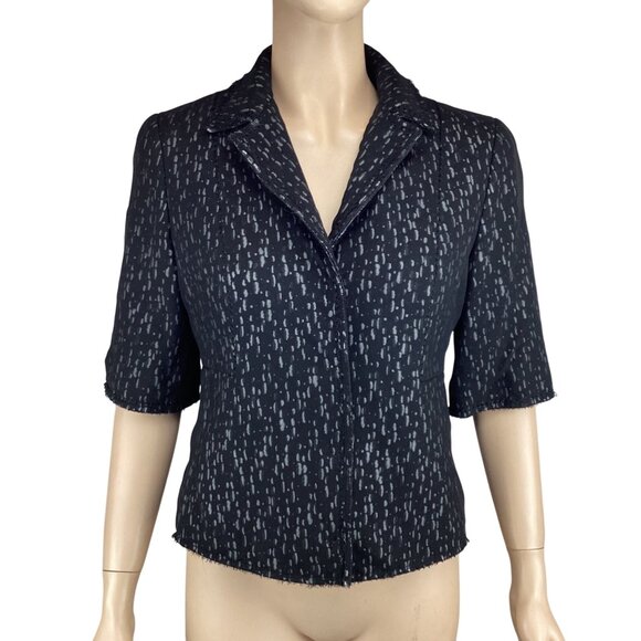 Elie Tahari Black Silk Wool Blend Blazer Size 0 Womens Blazer Jacket Chiffon Raw - Picture 1 of 10